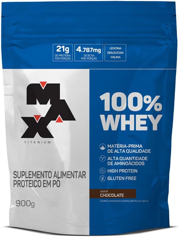 100% Whey Refil (900g) - Chocolate, Max Titanium - Imagem 2