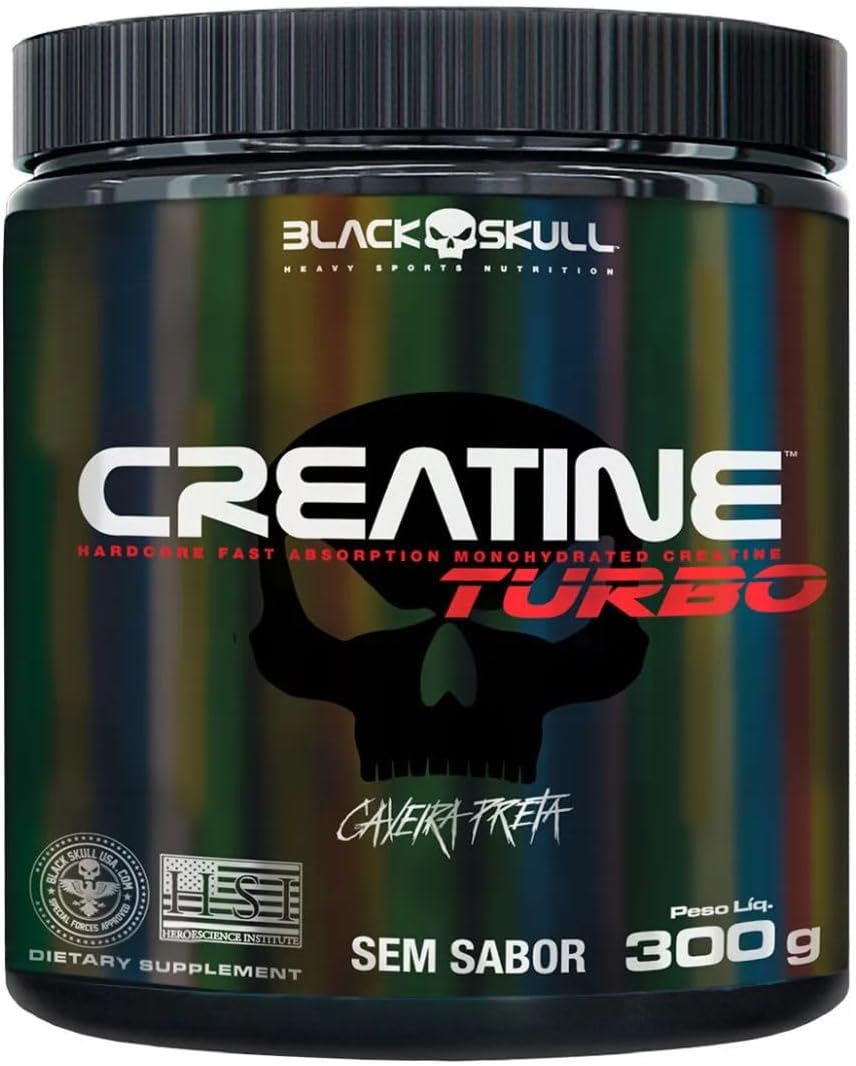 Creatine Turbo – sem sabor - Pote 300g - Black Skull - Suplementação para Treino, Performance, Ganho Muscular, Hipertrofia, Força e Resistência - Imagem 2