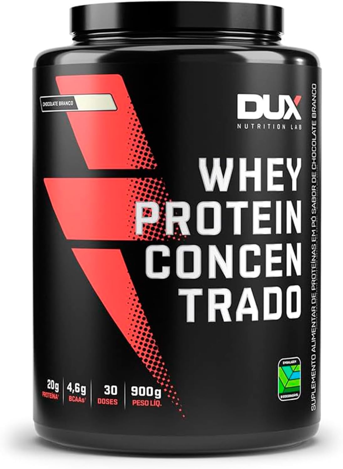 Whey Protein Concentrado Pote (900g), Chocolate Branco, Dux Human Health - Imagem 2