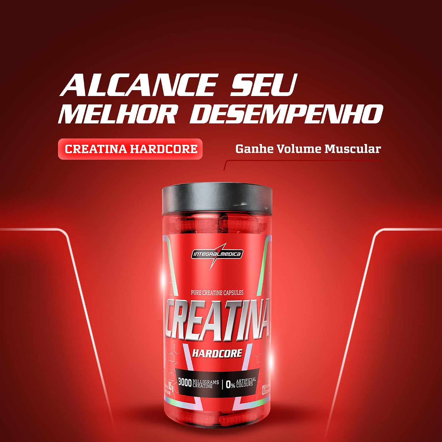 Integralmedica Creatina Hardcore 120 Cápsulas Pura Monohidratada | Auxilia no ganho de força - Imagem 3