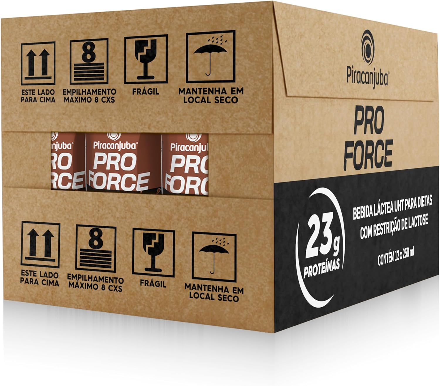 Piracanjuba ProForce Bebida Proteica Líquida Sabor Cacau Zero Lactose 23g Proteínas, Caixa 250ml – Pack com 12 Unidades - Imagem 3